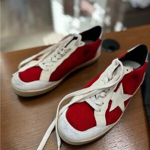 Golden Goose Red and White Sneakers